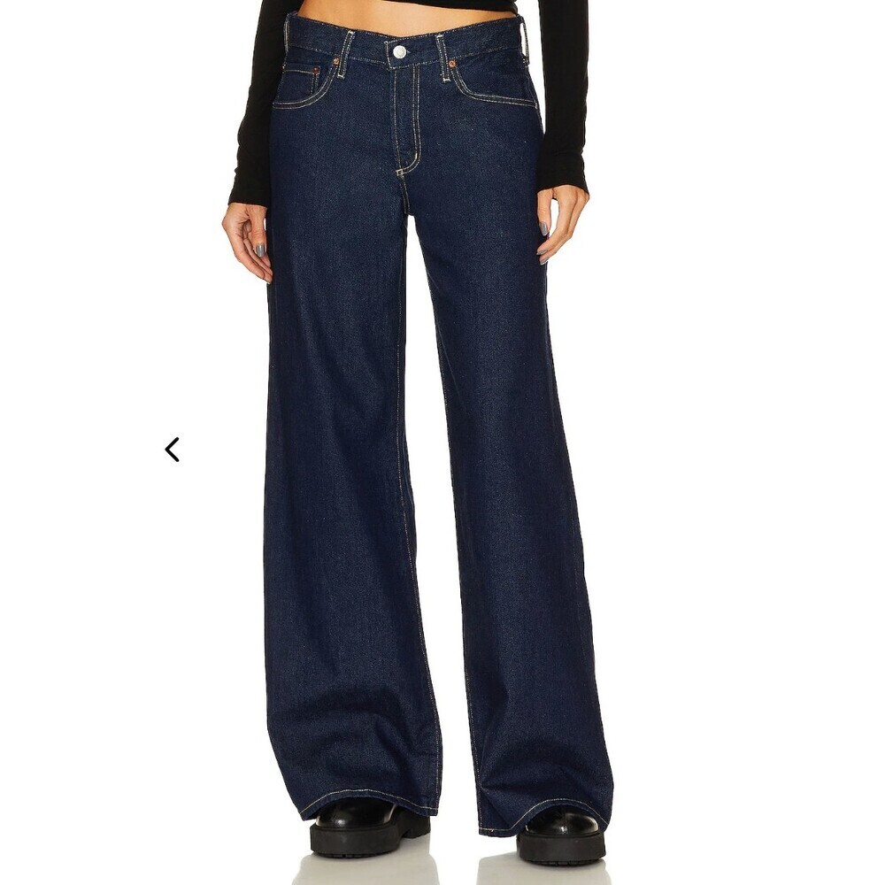 AGOLDE Clara Low Rise Baggy Flare in Whisper Dark Wash Size 26 SHORT